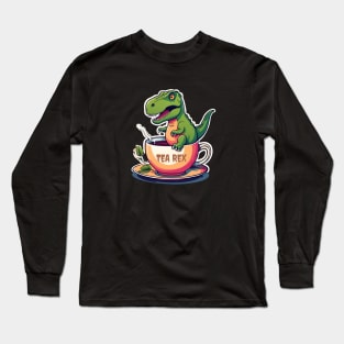 Tea Rex, Funny Dinosaur Puns Long Sleeve T-Shirt